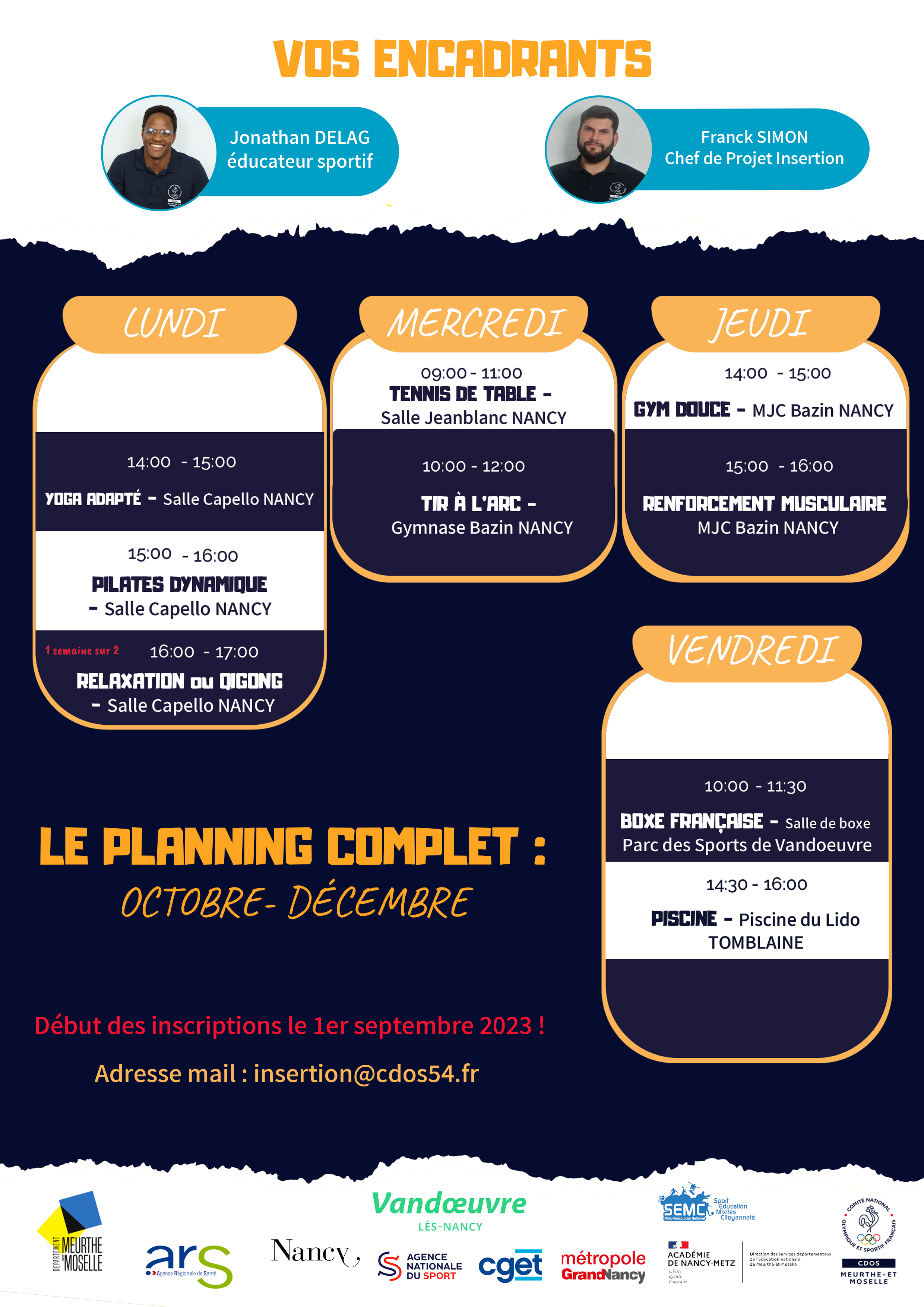 Planning tremplin sport