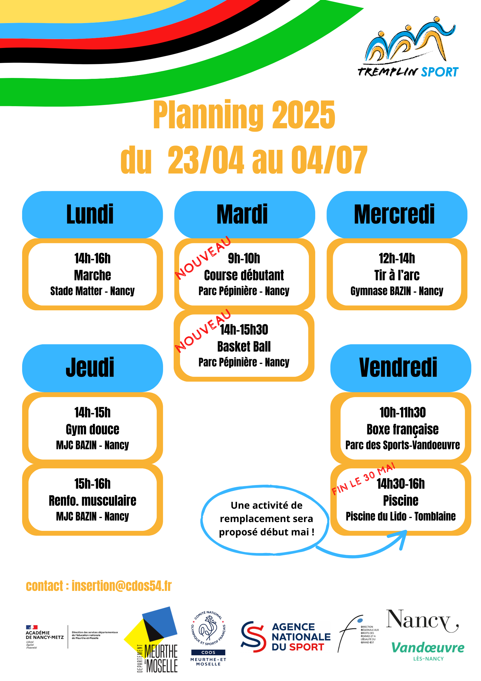 Planning Tremplin Sport