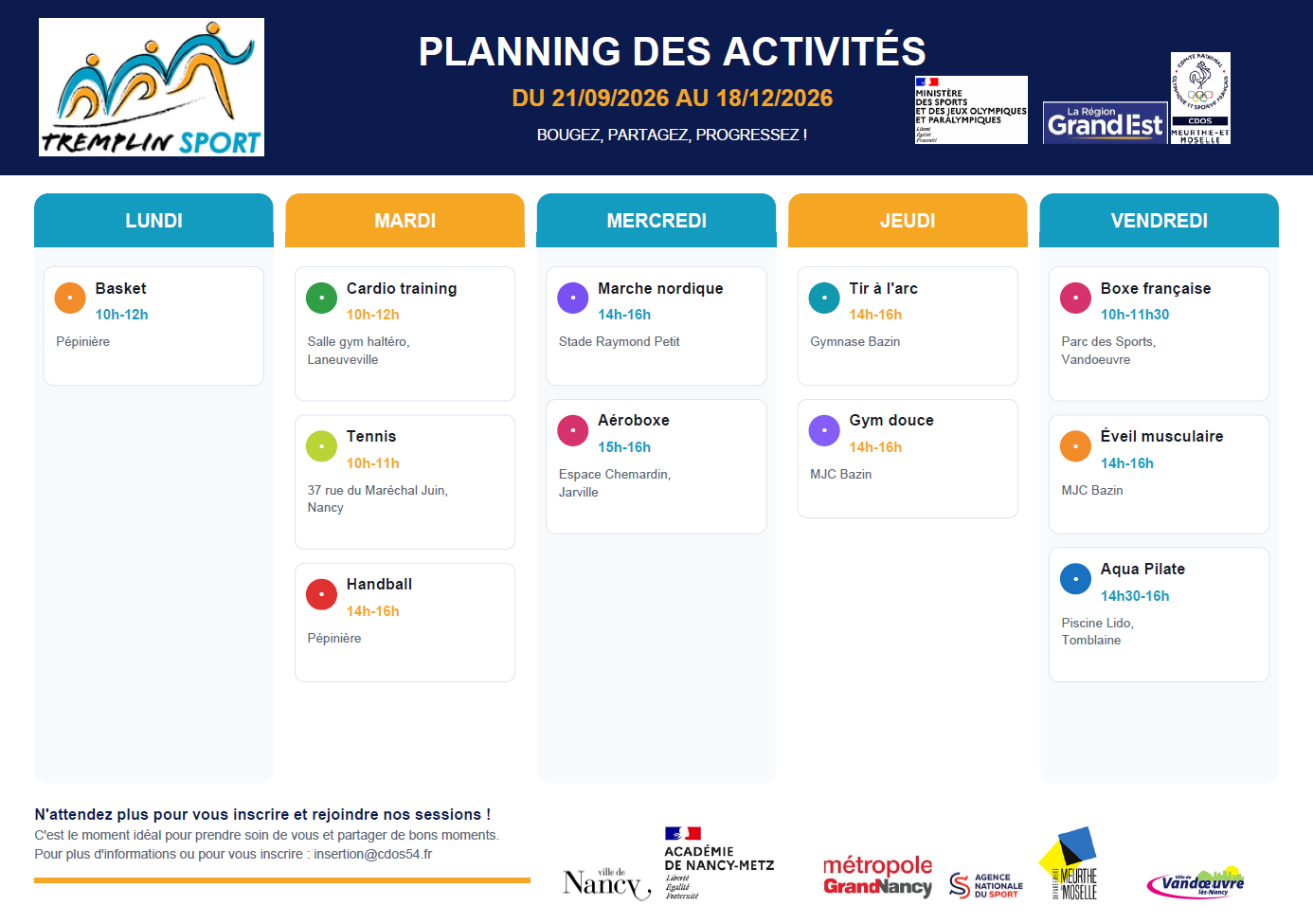 planning tremplin